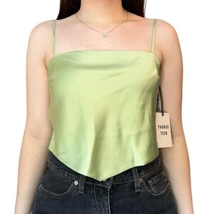 Sunday Best Green Satin Tie Back Camisole Top